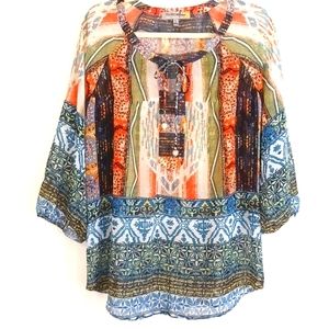 FINAL PRICE......Figueroa & Flower 🌼 Boho Peasant Style Blouse in Size L
